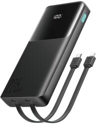 JOYROOM JR-PBF19 külső akkumulátor, 10000 mAh, 22, 5 W, USB/USB-C, USB-C és Lightning kábel, fekete