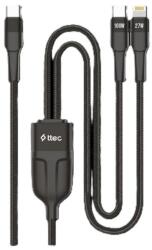 Ttec Data кабел ttec AlumiCable Duo USB-C - USB-C+Lightning 100W Fast Charge Cable, 150cm - Черен
