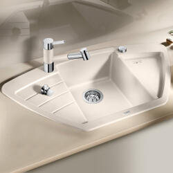 BLANCO Zia 9 E aszimmetrikus Silgranit 93x51 cm mosogató csepegtetővel és távműködtetővel, törtfehér 527211 (527211)