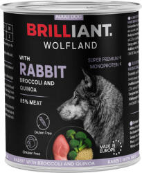 Brilliant Wolfland Monoprotein nyúl & brokkoli-quinoa nedves kutyaeledel (6 x 800 g) 4.8kg