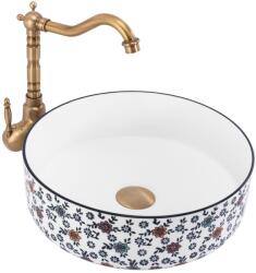 Rea Stefania, pultra szerelhető mosdó 360x360x120 mm, fehér mintás, REA-U9852 (REA-U9852)