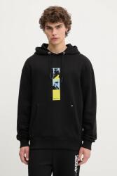 Karl Lagerfeld Jeans pamut melegítőfelső fekete, nyomott mintás, kapucnis, A3M20031 - fekete M