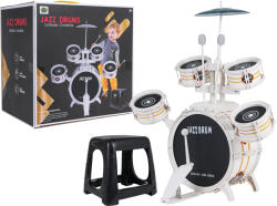 Inlea4Fun Játék dobkészlet 5 darabos JAZZ DRUMS - Fehér (RA-ZMU.586-408)
