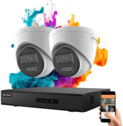 Hikvision ColorVu 2 kamerás IP dome kamera rendszer 6MP színes éjszakai képpel