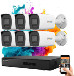 Hikvision ColorVu 6 kamerás IP kamera rendszer 6MP színes éjszakai képpel