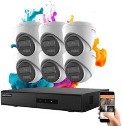 Hikvision ColorVu 6 kamerás IP dome kamera rendszer 6MP színes éjszakai képpel