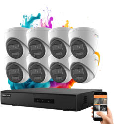 Hikvision ColorVu 8 kamerás IP dome kamera rendszer 6MP színes éjszakai képpel