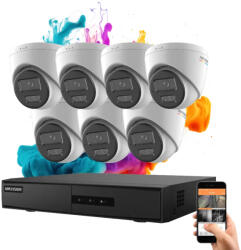 Hikvision ColorVu 7 kamerás IP dome kamera rendszer 6MP színes éjszakai képpel