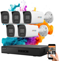 Hikvision ColorVu 5 kamerás IP kamera rendszer 6MP színes éjszakai képpel