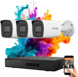 Hikvision ColorVu 3 kamerás IP kamera rendszer 6MP színes éjszakai képpel