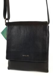 RIALTO fekete, keskeny, fedeles, fém márkafeliratos átvetős kis bőr táska RT5419NAE-03