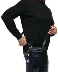 RIALTO fekete, aszimmetrikus közepes álló férfi válltáska RT10138AE-03