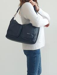 RIALTO sötétkék, dupla zsebes, megfordítható bőr divattáska RX441DO-07 - taskaweb