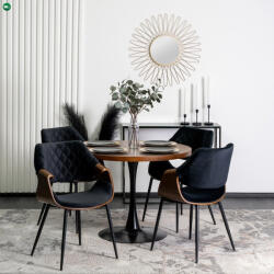 Mebel Elite Elegáns Bársony Étkezőszék Fekete/Dió Színben. DAKOTA