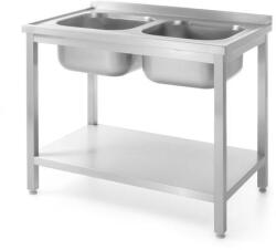HENDI Kétmedencés mosogató alul polccal - HENDI, Profi Termékcsalád, 1000x600x(H)850mm (0811887)