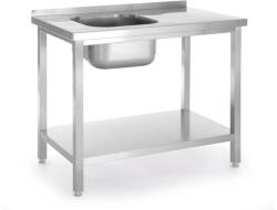 HENDI Egymedencés mosogató alsó polccal, HENDI, Kitchen Line, bal oldali mosogatótál, 800x600x(H)850mm (0817001)