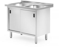 HENDI Kétmedencés mosogatószekrény - hegesztett, tolóajtókkal, HENDI, Profi Line, 1000x600x(H)850mm (0813690)