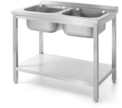 HENDI Kétmedencés mosogató alsó polccal , HENDI, Kitchen Termékcsalád, 1000x600x(H)850mm (0817032)