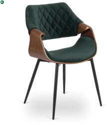 Mebel Elite Elegáns Bársony Étkezőszék Zöld/Dió Színben. DAKOTA