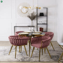 Mebel Elite Elegáns Rózsaszín Étkezőszék Arany Lábbal. CAPRI