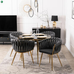 Mebel Elite Elegáns Szürke Bársony Étkezőszék Arany Lábbal. CAPI