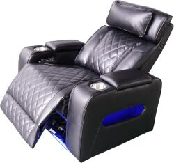  Luxus elektromos relax fotel, lábtartóval, pohártartóval, világítással AirLeather fekete