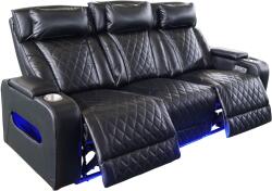  Luxus, háromszemélyes elektromos relax fotel, lábtartóval, pohártartóval, világítással AirLeather fekete