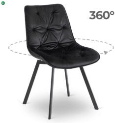 Mebel Elite Bézs Bársony Forgó Étkezőszék Fekete Színben. MARCO