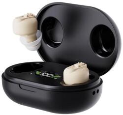  Fülbe helyezhető mini hangosító eszköz digitális kijelzővel és Type-C töltőtokkal (bőrszínű) - MIN1246