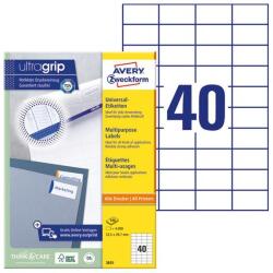 AVERY Etikett címke, 52, 5 x29, 7mm, univerzális, 40 címke/ív, 100 ív/doboz, Avery fehér (3651)