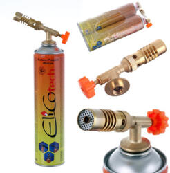 CFH Gázfáklya, forrasztópisztoly + 2 db 600ml-es gázpatron EliCo