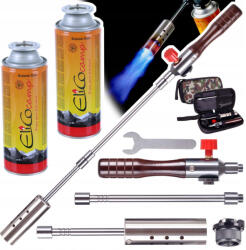 TC Technic Szétszedhető gázégő fa nyéllel szövet tokban + 2 db EliCo 220g gázpatron TC Technic UP309-2_60220