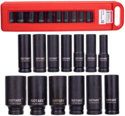 Rotake 13 darabos dugókulcs készlet pneumatikus ütvecsavarozókhoz tokban 1/2"-os csatlakozás, 10-32 mm Rotake RT-013K