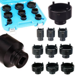 TC Technic Edzett acél dugókulcs készlet hornyolt anyákhoz - 9 darabos (KM4-KM12 1/2″ és 3/4″)