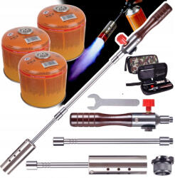 Technic Szétszedhető gázégő fa nyéllel szövet tokban + 3 db EliCo 300g gázpatron 7/16" TC Technic UP309-3_65300