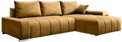 Tempo VEZAN L alakú mustársárga bársony kihúzható kanapé