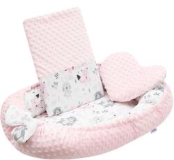 New Baby Luxus fészek párnával és takaróval Minky - rózsaszín