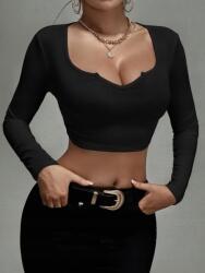 Shein Fekete Bordázott Hosszú Ujjú Felső (s) (586323)