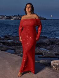 Shein Piros Fényes Ruha (0XL) (597848)