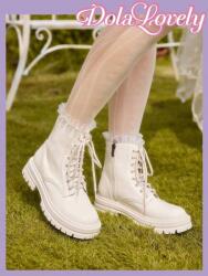 Shein Lakkozott Ekrü Fodros Bokacsizma (39) (578252)