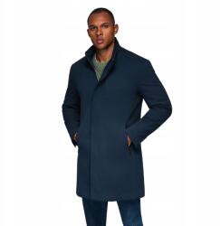 Ombre Sötétkék, strukturált, karcsúsított férfi kabát, Size XXL, magas gallér, cipzáras zsebek, Ombre Quintessence (169537)