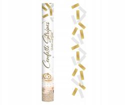 GoDan Pneumatikus konfetti Godan arany-fehér papírcsíkokkal 40 cm (KP-ZBPP)