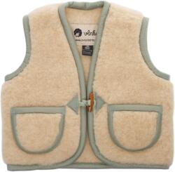 Vlnka Gombos gyermek mellény birkagyapjúból, zöld ruházat méretei XS