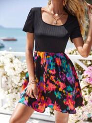 Shein Fekete Ruha Rövid Ujjú Minta (xs) (502707)