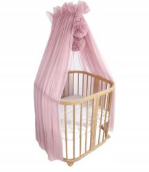 Koell Baldachin pomponokkal kiságyhoz "Tüll piszkos rózsaszín (BAL-LO-TIUL-07)
