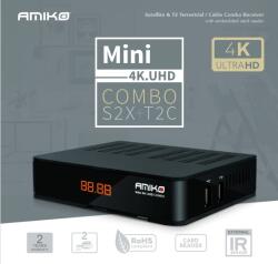 AMIKO Mini 4K UHD Combo H. 265 műholdas és T2 földi/kábeles beltéri egység