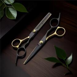  Hajvágó olló szett fekete arany egonómikus kialakítással 5.5 és 6.0 TCS-76000391286-otthon