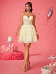 Shein Sárga Díszített Mini Ruha (xs) (575192)