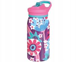 QUOKKA Kids Pop, rozsdamentes acél kulacs termosz szívószállal, Virágzó kert, 445 ml (40248)