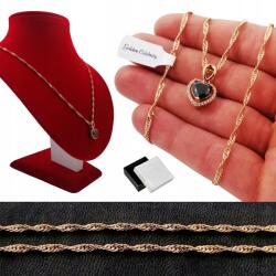 Golden Celebrity Arany Nyaklánc Szív Fekete Lánc Medál 18K Ajándék Feleség Anyukának (Naszyjnik Złoto Swarovski Grawer Damski)